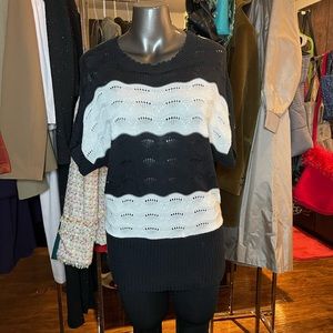 Black and White Scoop neck Sweater